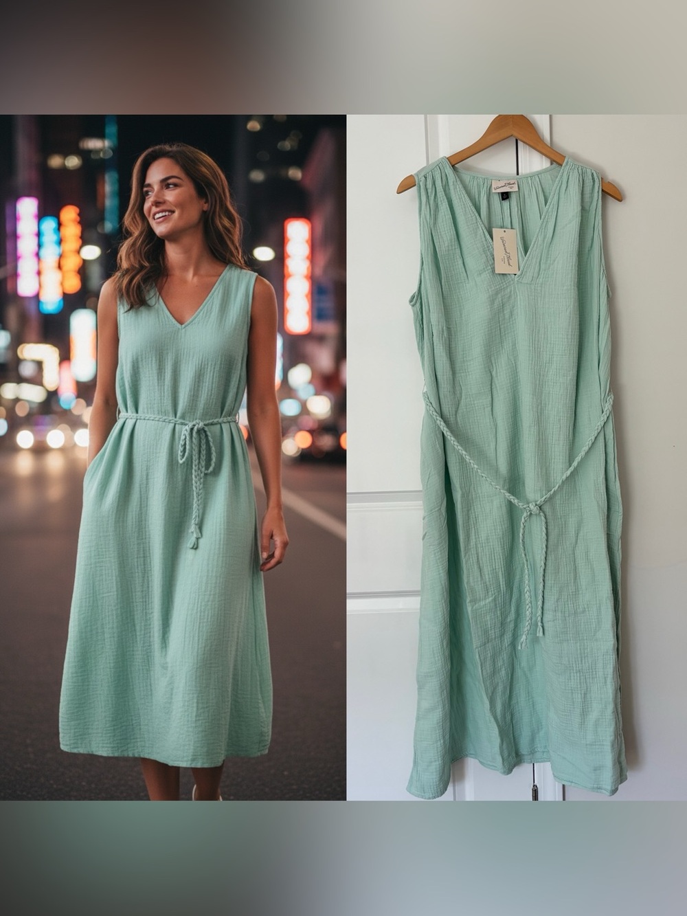 Universal Thread Women’s Cotton Gauze Midi Dress in Mint size XL